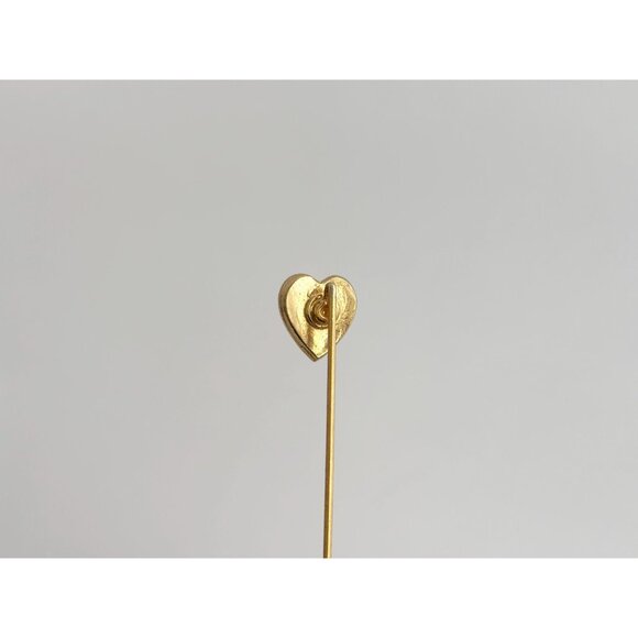 Heart Shaped Faux Pearl Accented Gold T Vintage Stick Pin | Hat Pin | Lapel Pin - Picture 10 of 10